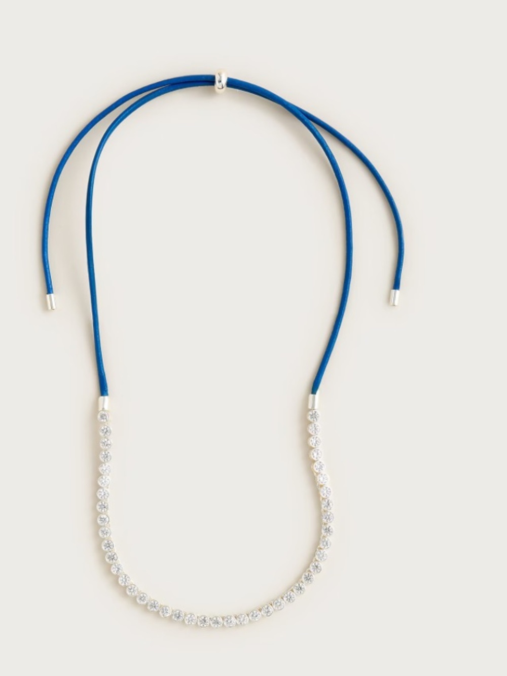 J crew Leather and cubic zirconia bezel-set tennis necklace